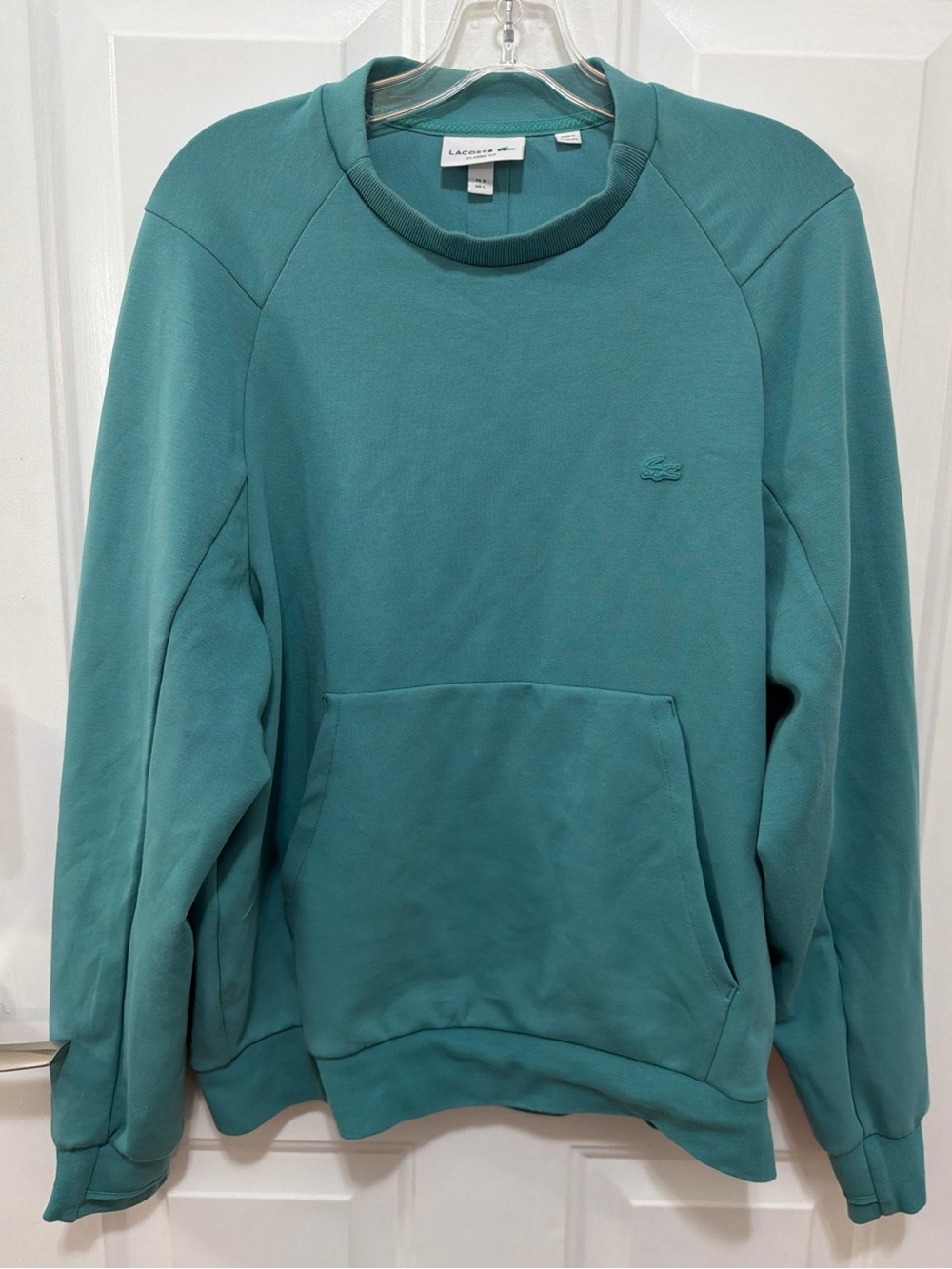 Lacoste Men's Classic Fit Kangaroo Pocket Green Sweatshirt US L Polyester